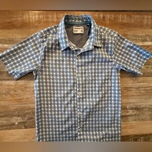 Sovereign Code Blue & White Geometric Boys Short Sleeve Dress Shirt, Sz 14 / 16